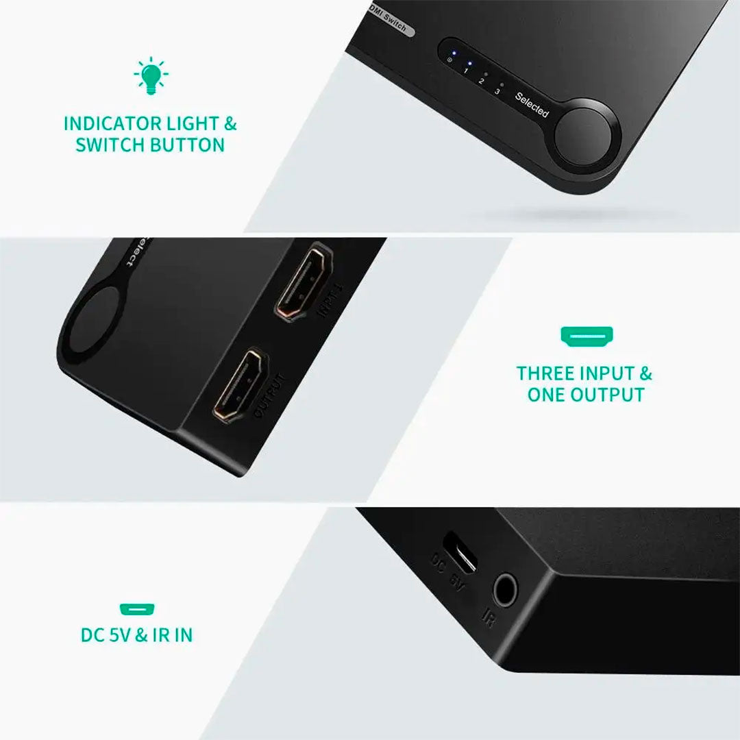 UGREEN 40234 Switch HDMI 4K 3 en 1
