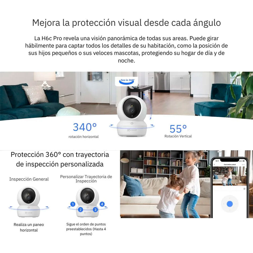 EZVIZ H6C PRO 2K Cámara de Seguridad WIFI 3MP 360° Alexa