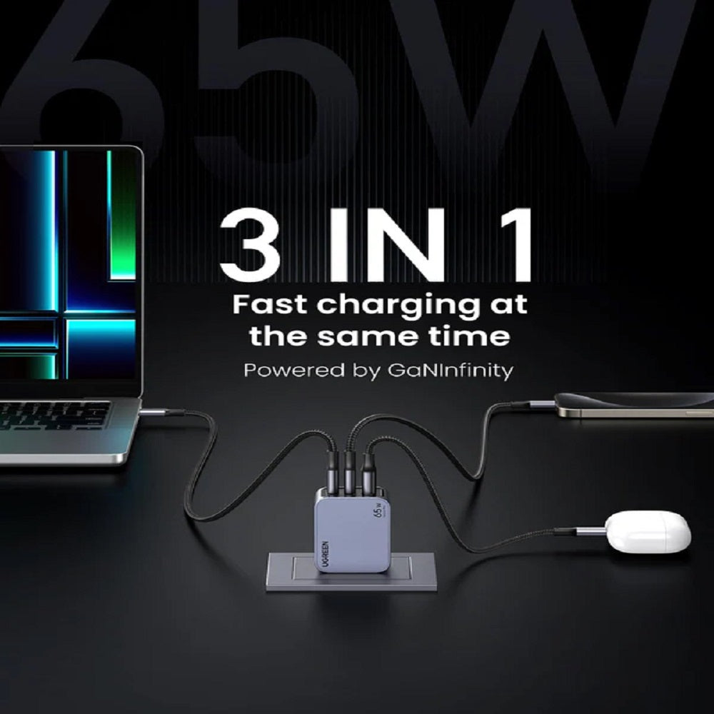 UGREEN X755 25870 NEXODE PRO Cargador GAN 1USB-A 2USB-C 65W