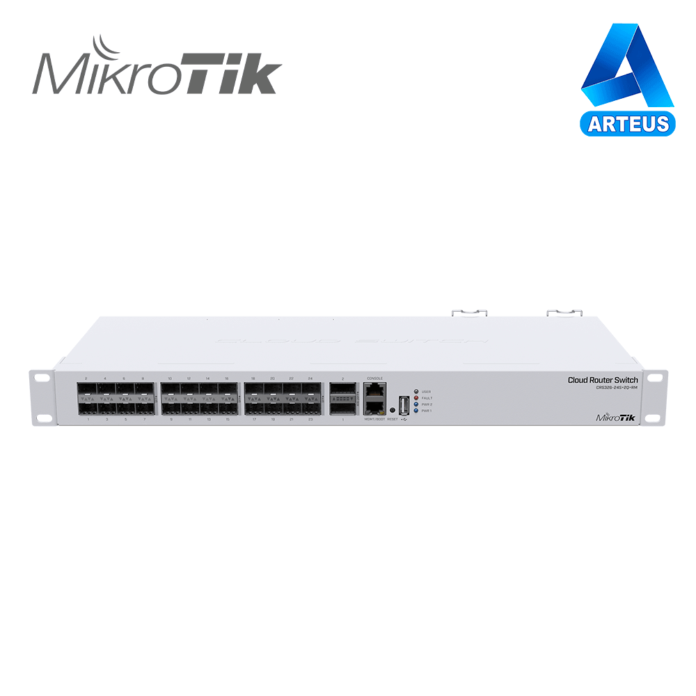 MIKROTIK CRS326-24S+2Q+RM - CLOUD ROUTER SWITCH, SISTEMA OPERATIVO DUAL 24 PUERTOS 10G SFP+, 2 PUERTOS 40G QSFP+ - ARTEUS