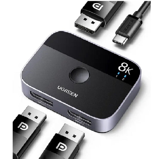 UGREEN CM665 15708 Switch DisplayPort 2 en 1 Bidireccional 8K