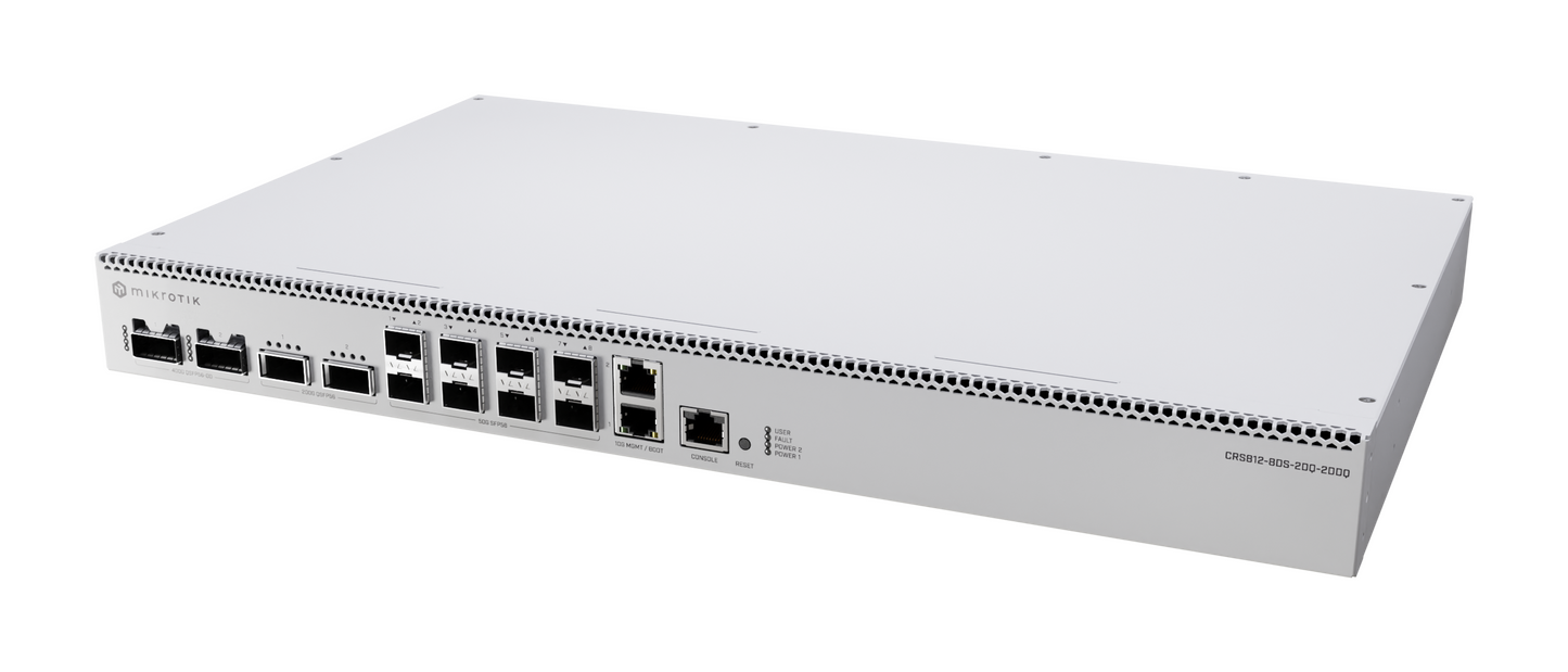 MIKROTIK CRS812 DDQ Switch 8 Puertos SFP56, 2P Ethernet, 2P QSFP56 200G, 2P QSFP56-DD 400G