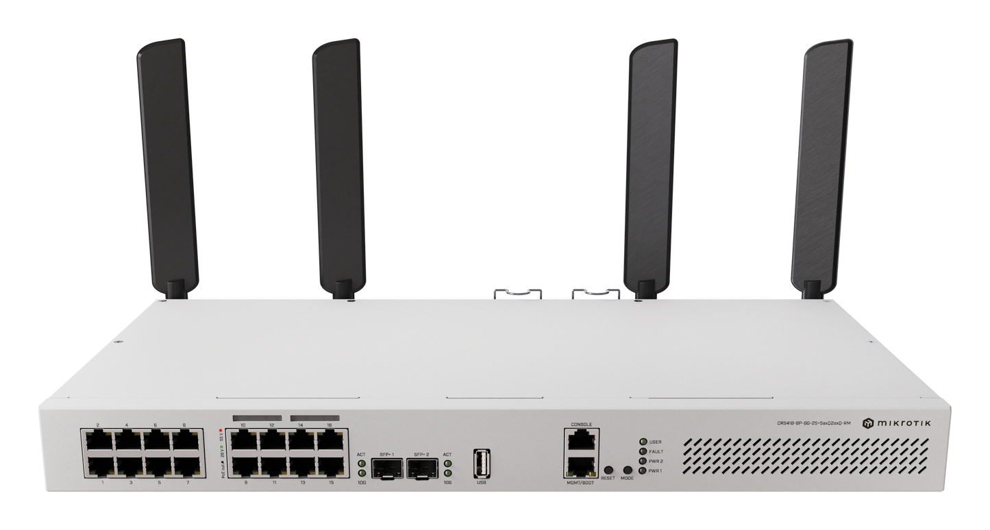 MIKROTIK CRS418-8P-8G-2S+5axQ2axQ-RM Switch 16 Puertos Gigabit Ethernet