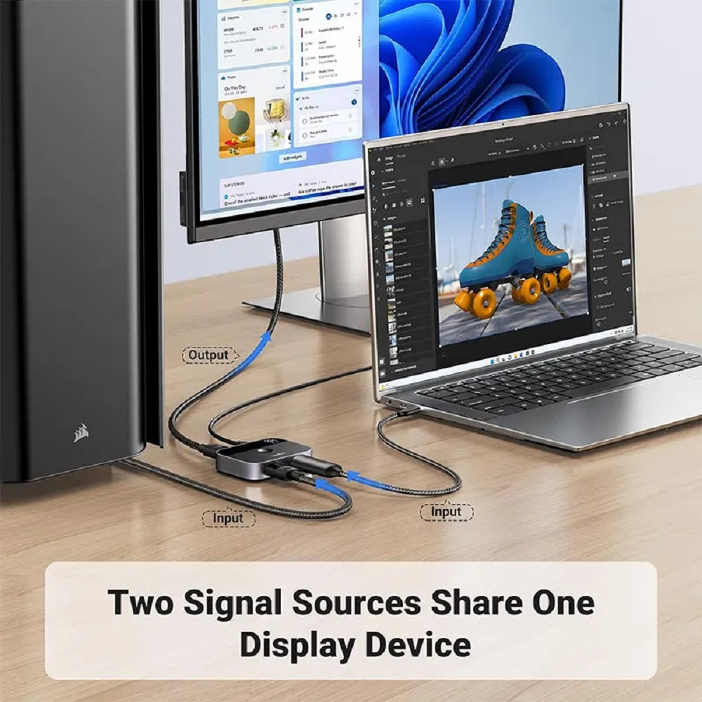 UGREEN CM665 15708 Switch DisplayPort 2 en 1 Bidireccional 8K