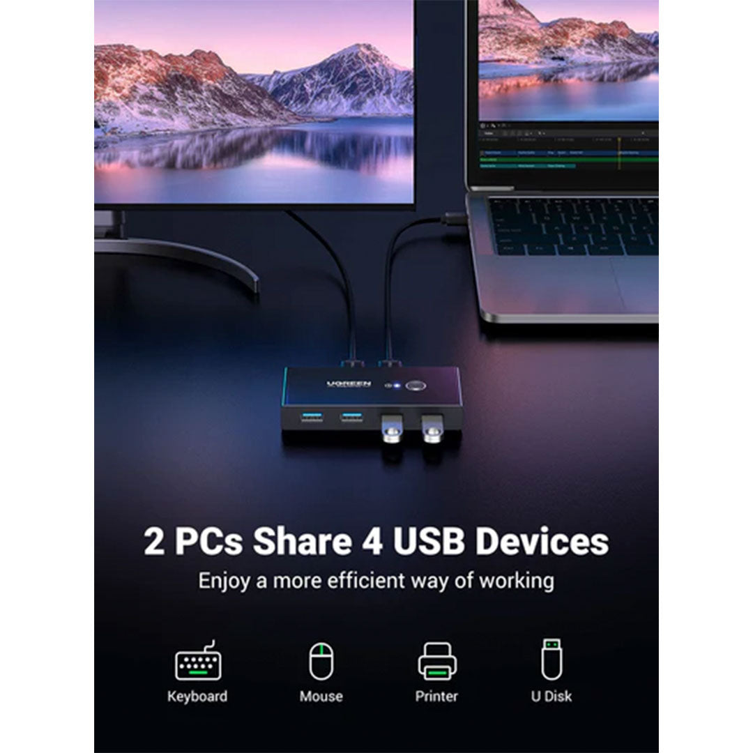 UGREEN US216 30768 Adaptador Switch 4USB 2.0 2PC's
