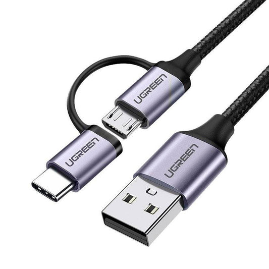 UGREEN US177 30875 Cable USB-A a Micro USB/USB-C 1m