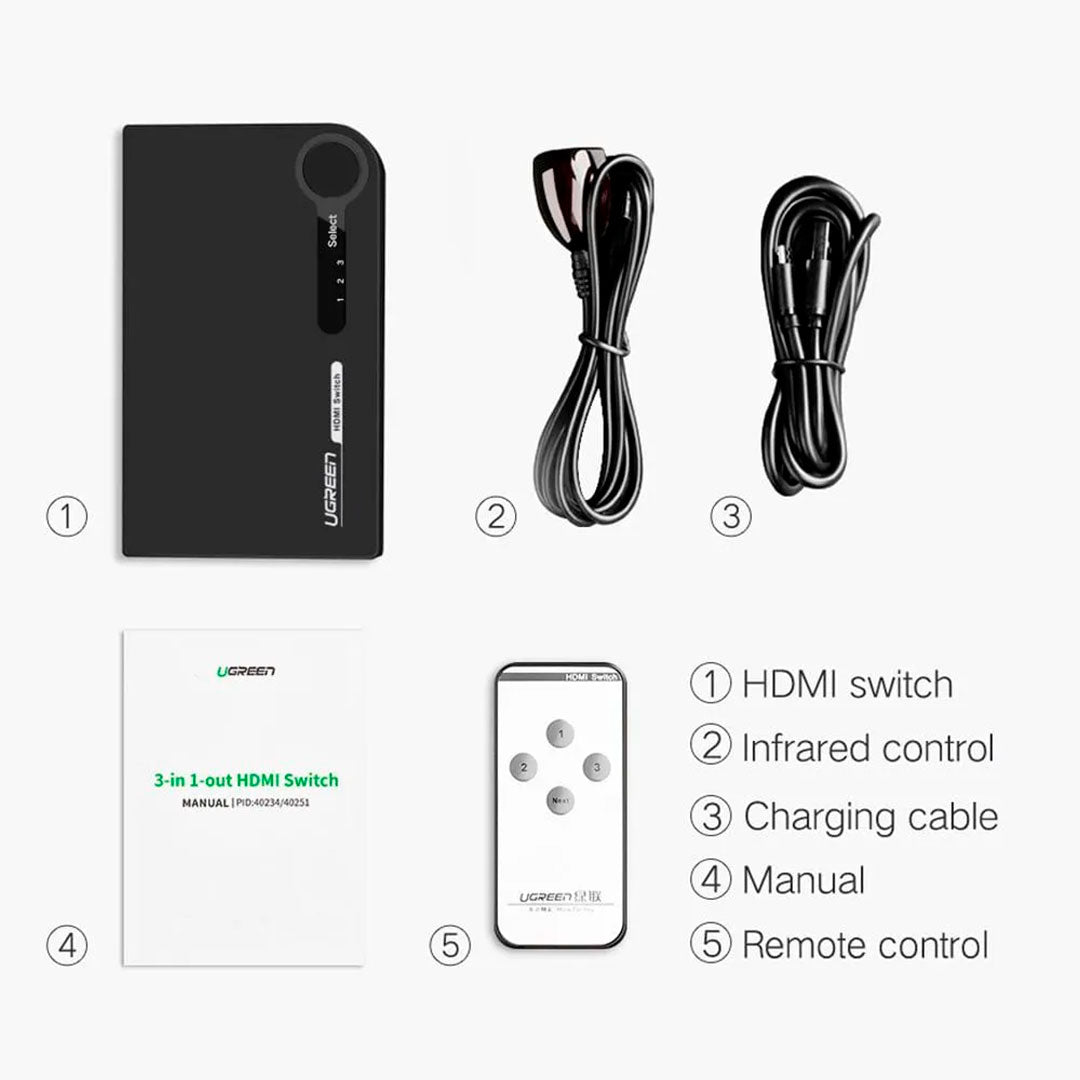 UGREEN 40234 Switch HDMI 4K 3 en 1
