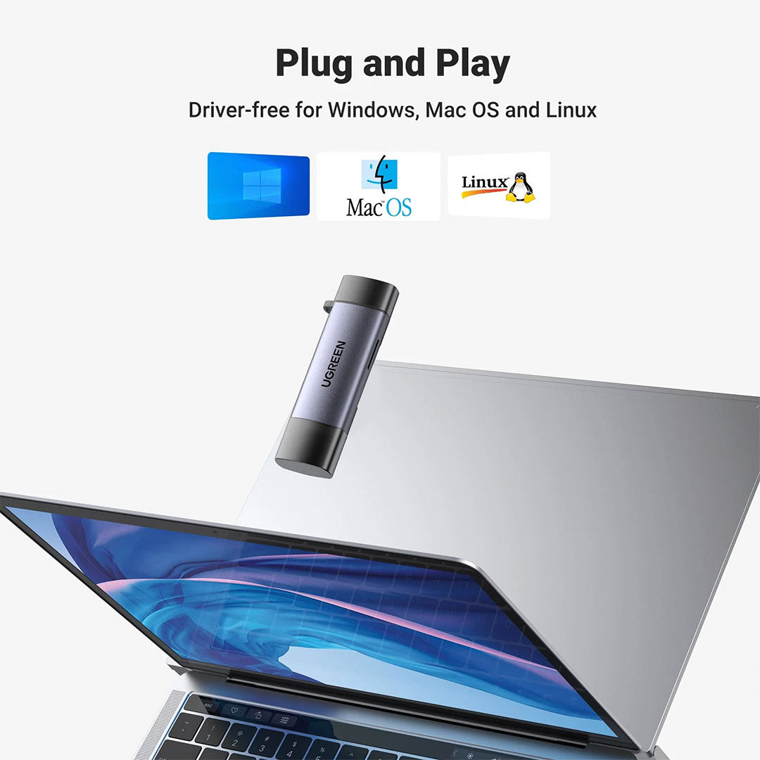 UGREEN CM185 50706 Lector de Tarjeta USB-A/USB-C Macho a Puerto SD TF