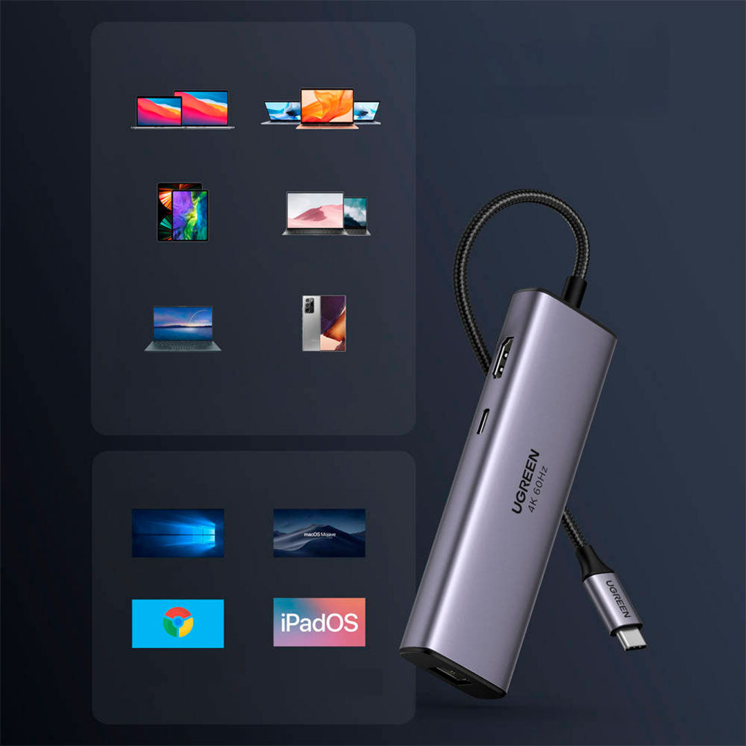 UGREEN CM512 60515 Adaptador HUB 7 en 1 USB-C a HDMI 4K