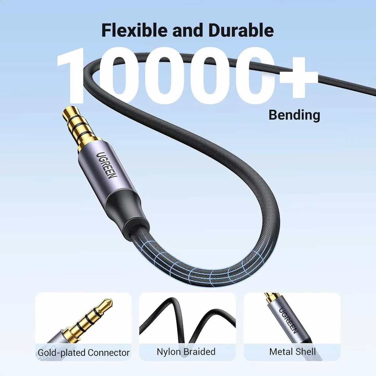 UGREEN AV183 20785 Cable de Audio 3.5mm 4 Polos Macho a Macho 3m