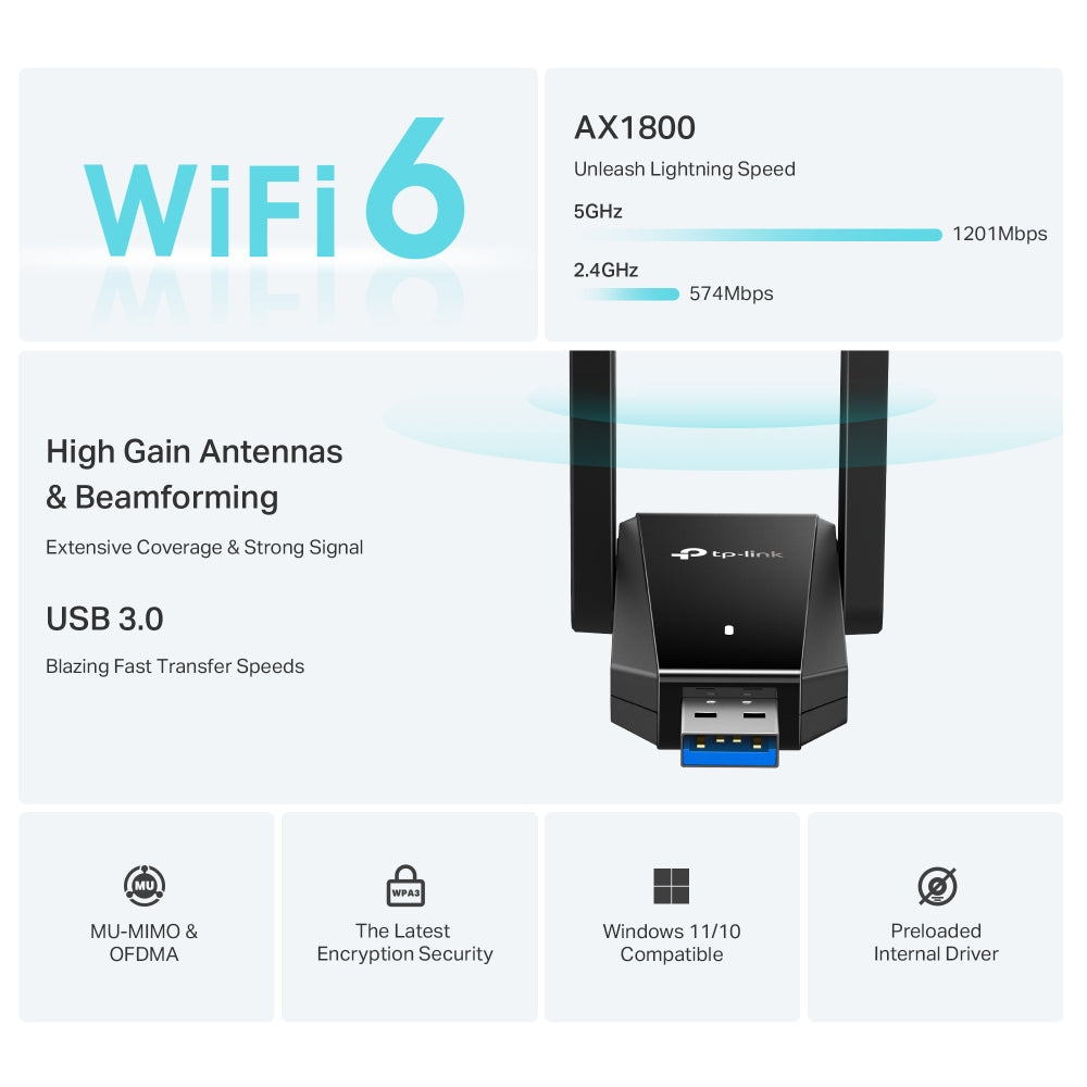 TP-LINK Archer TX30U Plus WIFI AX1800 Adaptador USB