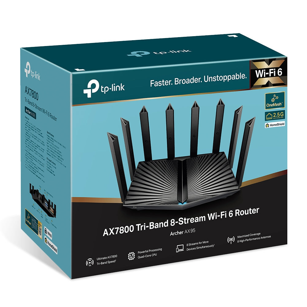 TP-LINK Archer AX95 Router WiFi 6 Tribanda Y 8 Transmisiones AX7800