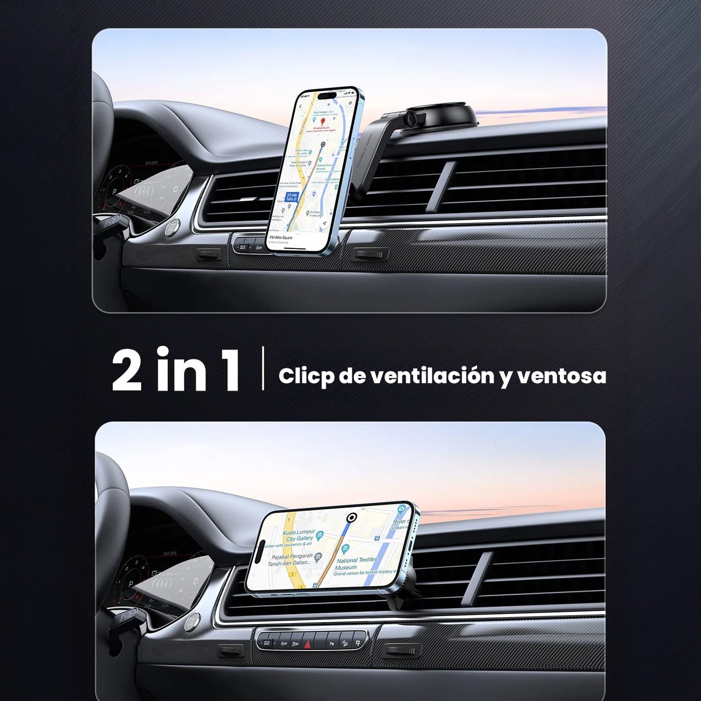 UGREEN CD345 15120 Cargador Inalámbrico Magnético para Auto 2 en 1 para Iphone