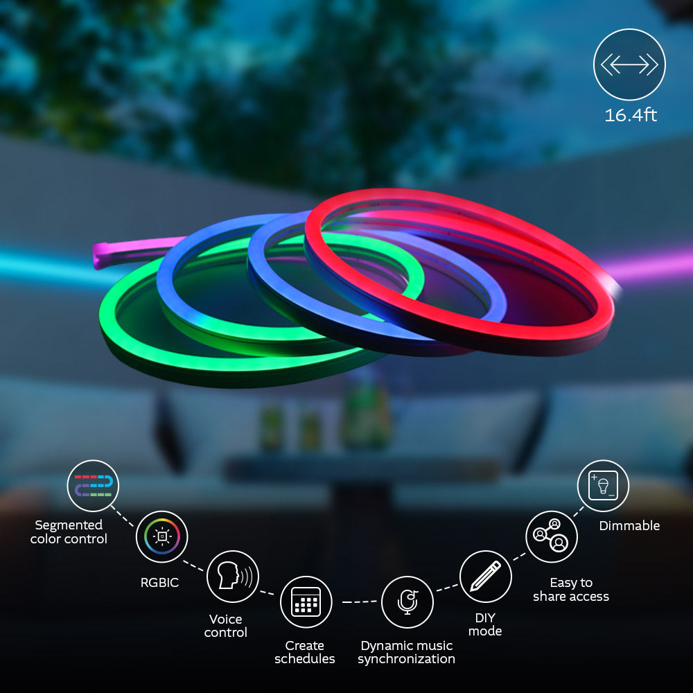 NEXXT SOLUTIONS NHB-S616 Tira de Luz Led Neon Wifi Inteligente RGBIC 5m