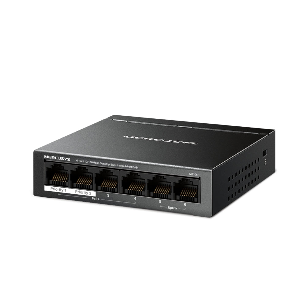 MERCUSYS MS106P Switch 6 Puertos FAST con 4 Puertos POE+