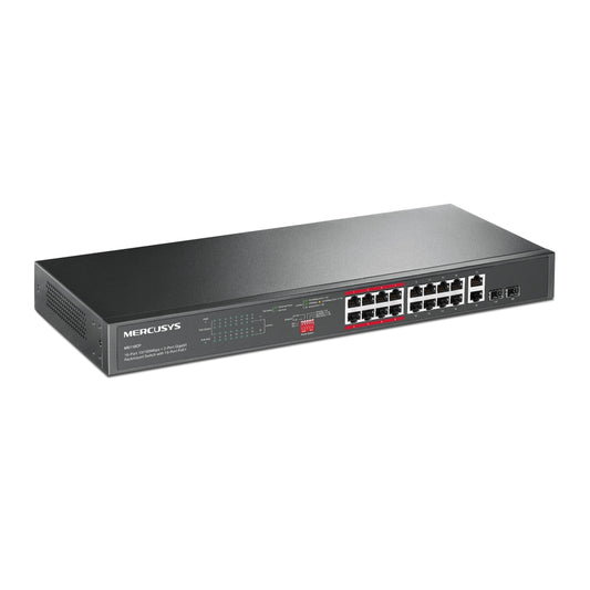 MERCUSYS MS118CP Switch 16 Puertos Fast con 2 Puertos Gigabit PoE+