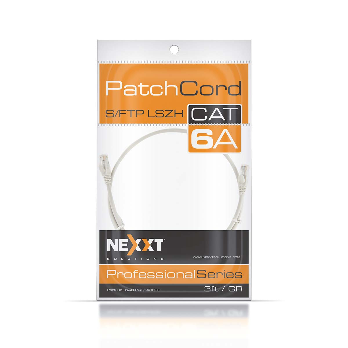 NEXXT SOLUTIONS NAB-PCS6A3FGR Patch Cord S/FTP LSZH CAT6A 3ft 26Awg Gris