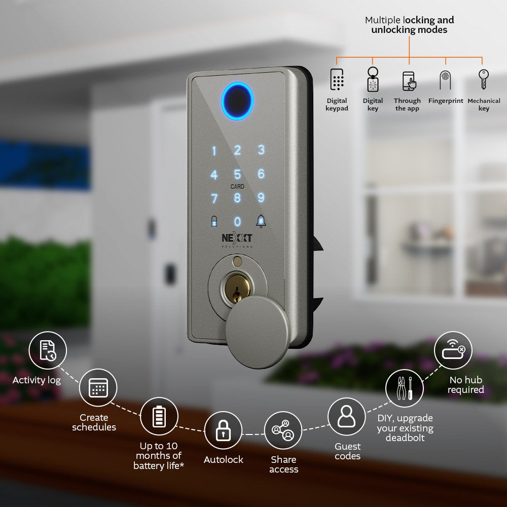 NEXXT SOLUTIONS NHS-D150 ST Cerradura Inteligente Wifi Gris Huella y Contraseña