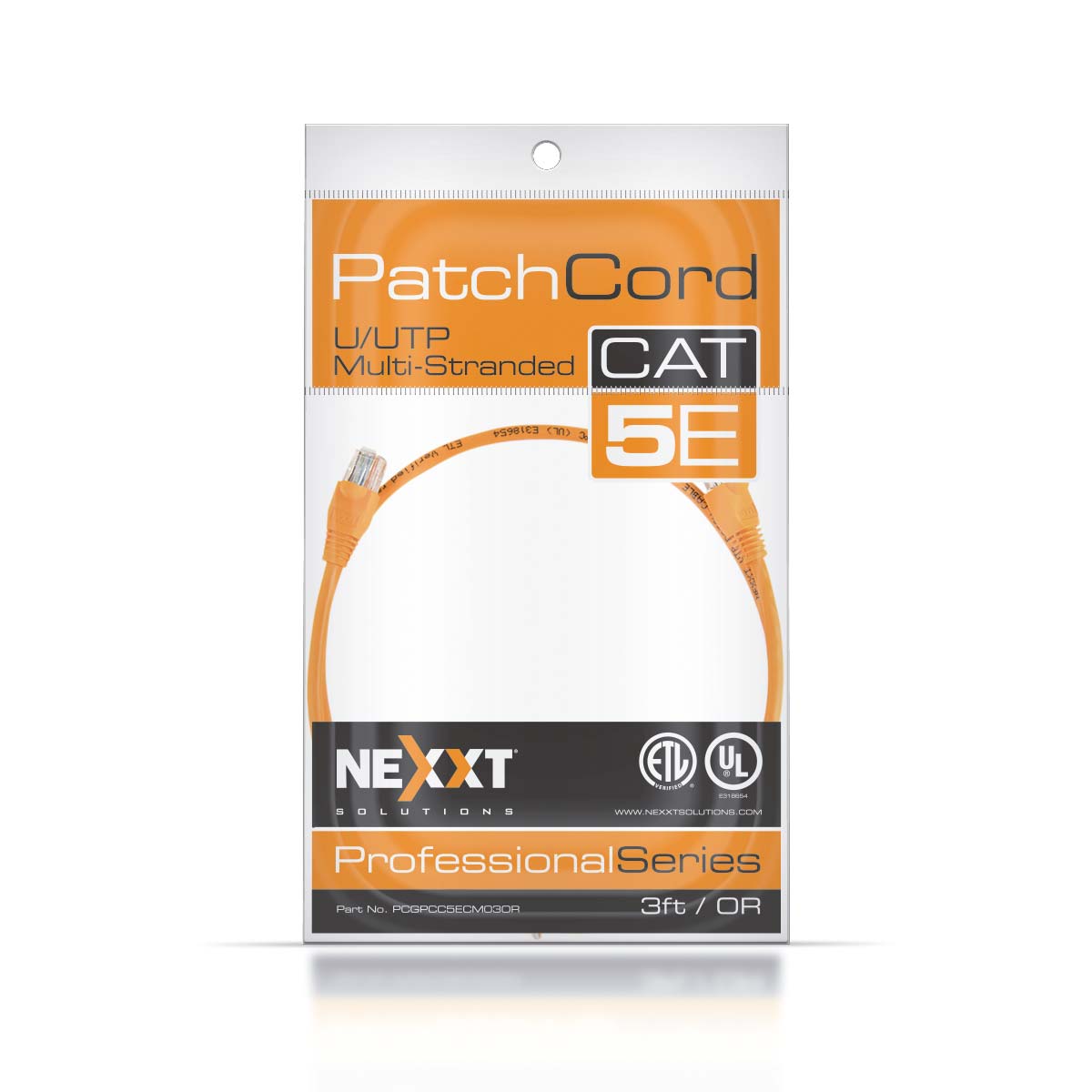 NEXXT SOLUTIONS PCGPCC5ECM03OR Patch Cord Cat 5E 3Ft/0.91mts Naranja
