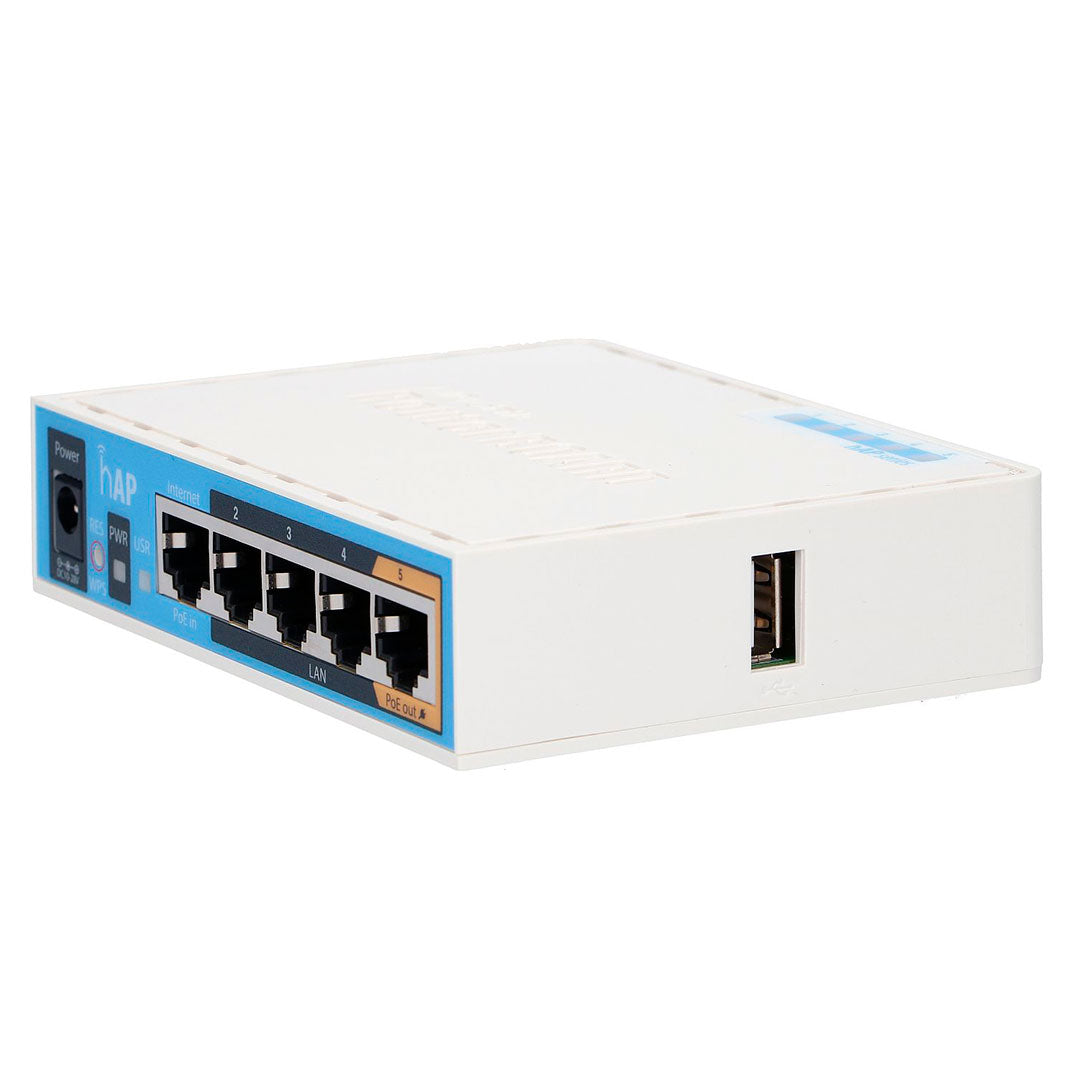 MIKROTIK RB951Ui-2nD (HAP) Routerboard con WIFI 2.4GHZ 300Mbps 1 USB 5 RJ45 10/100 1 PoE