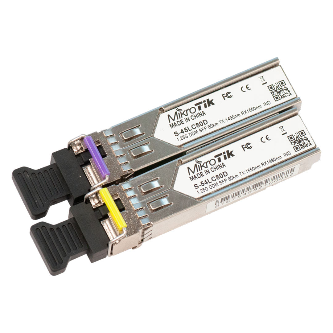 MIKROTIK S-4554LC80D Par de Módulos SFP 1.25Gbps 80Km Conectores LC Individuales
