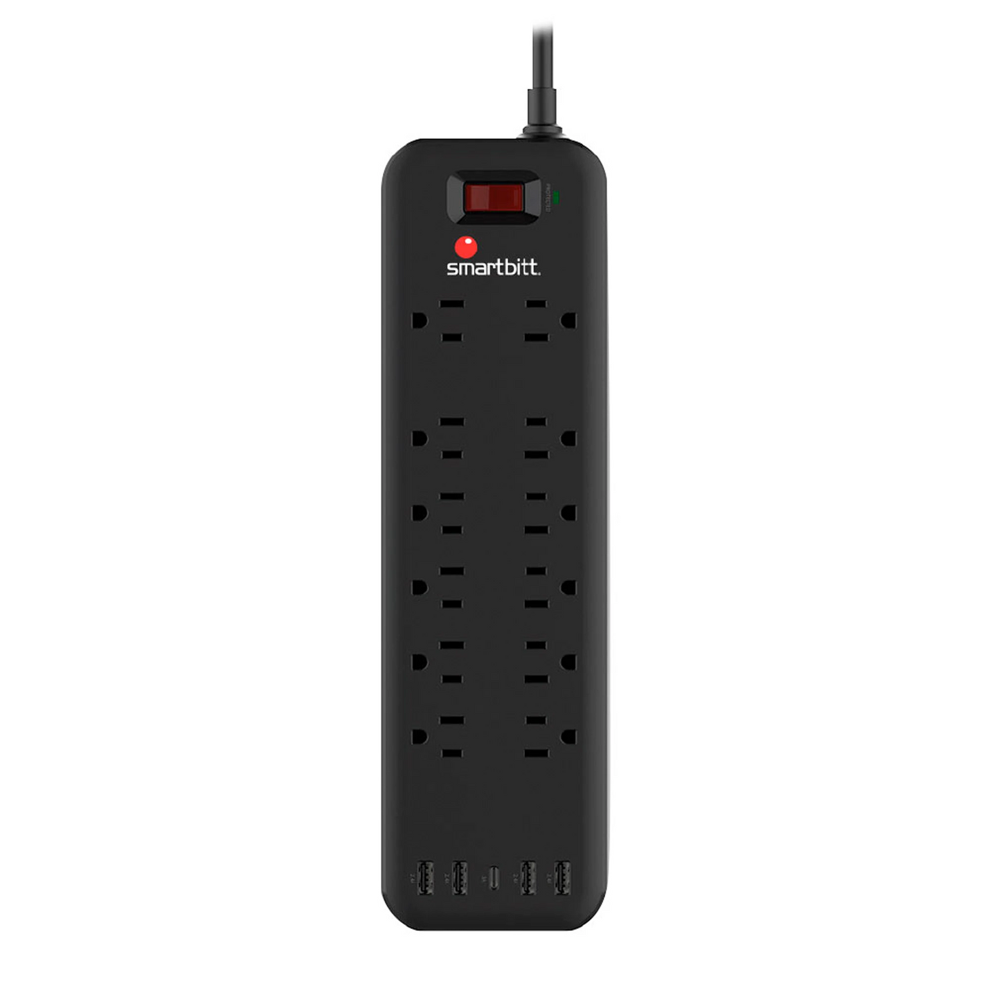 SMARTBITT SBSS-B12-5U Supresor de Picos 12 Tomas Con 5 Puertos USB