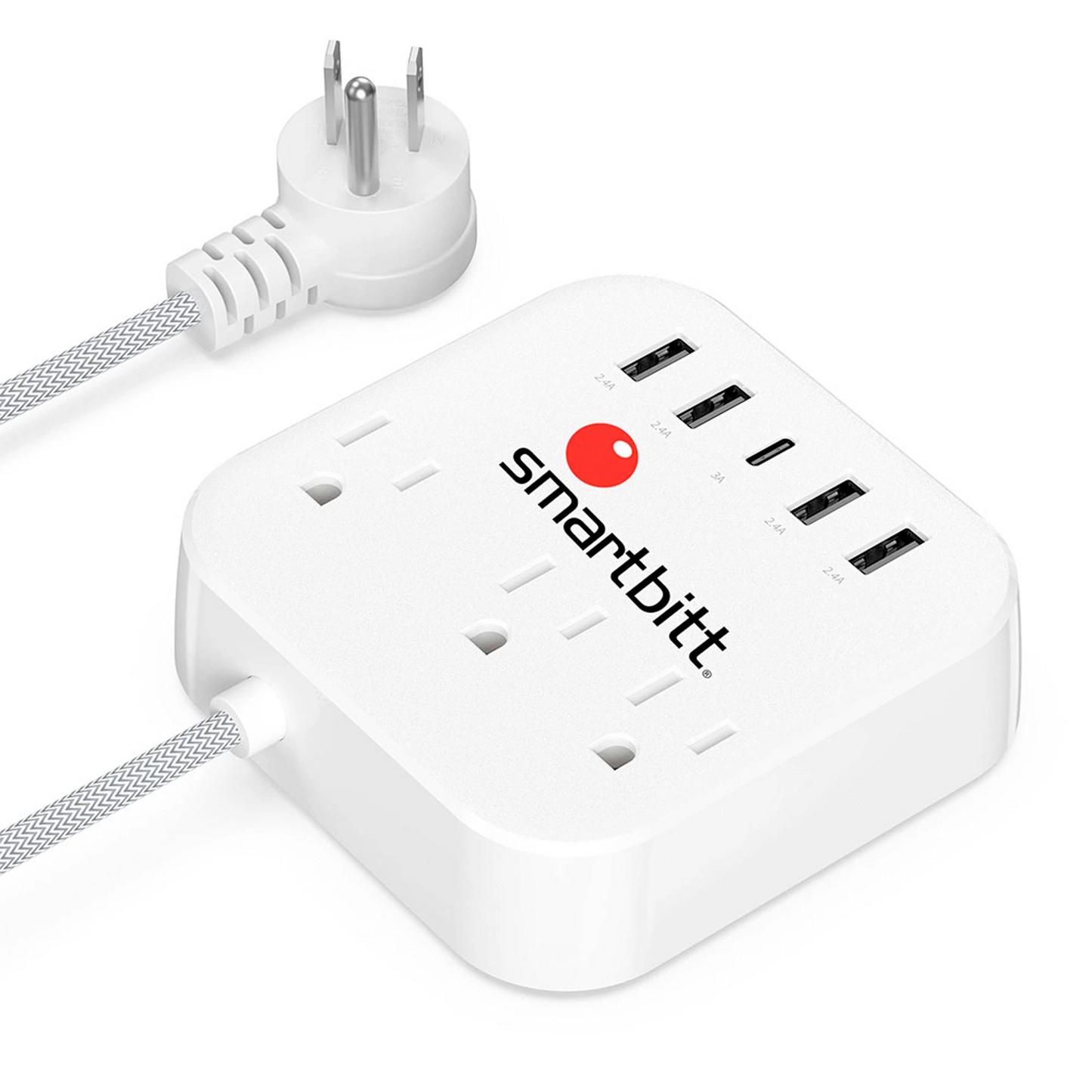 SMARTBITT SBSS-B3-5U Supresor de Picos 3 Tomas Con 5 Puertos USB