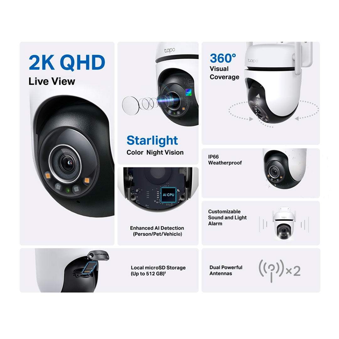 TP-LINK TAPO C520WS Cámara de seguridad WIFI 4MP 2K+ 360º PT