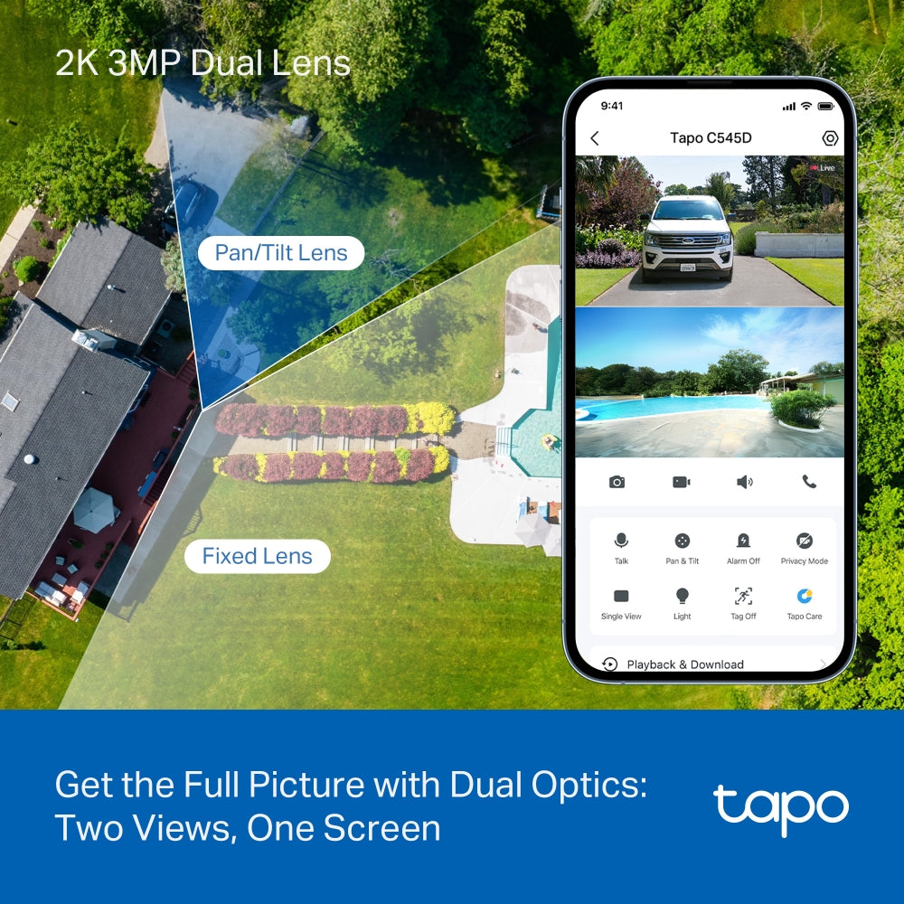 TP-LINK TAPO C545D Dual 2K Cámara de Seguridad WiFi 3+3MP Doble Lente 360º