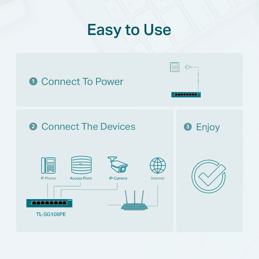 TP-LINK SG108PE Switch 8 Puertos Gigabit 4 PoE Easy Smart