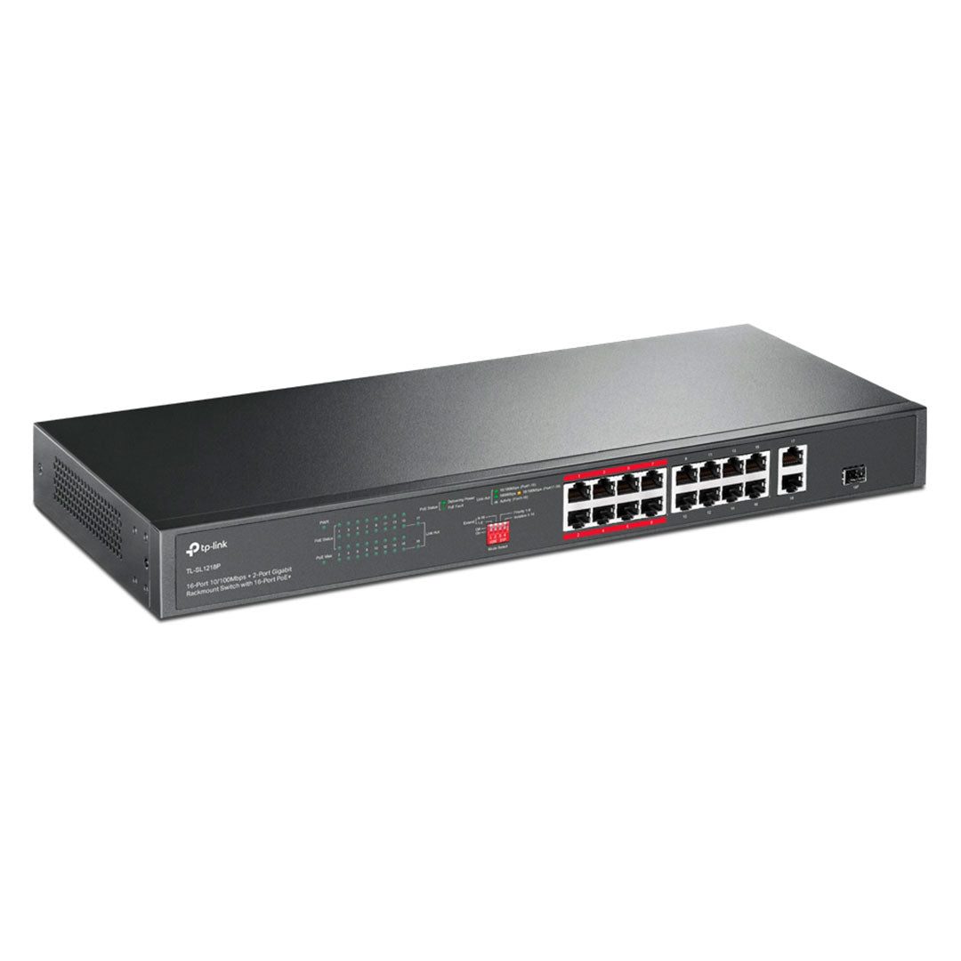 TP-LINK SL1218P Switch PoE 16 Puertos 10/100Mbps + 2P Gigabit