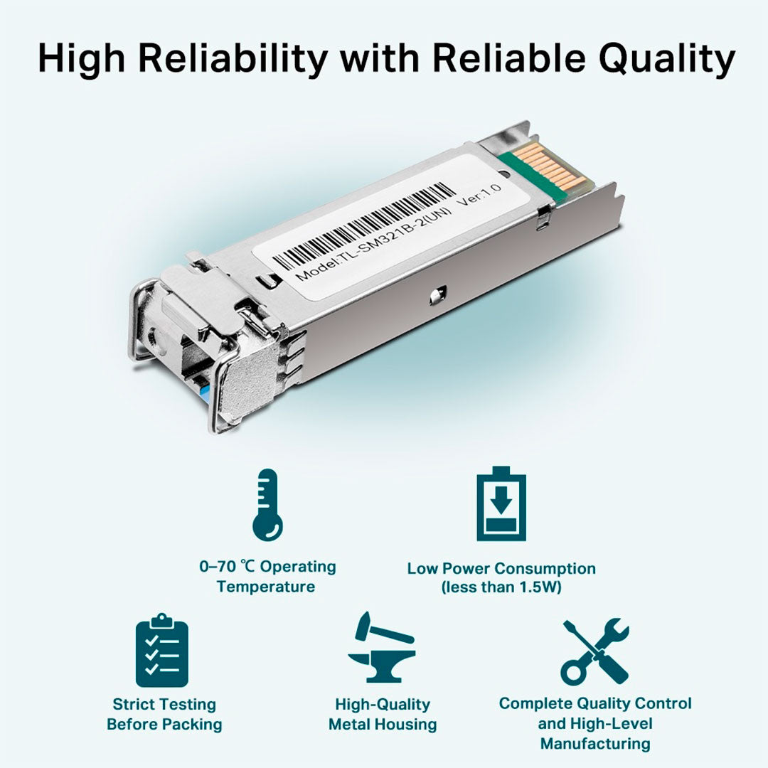 TP-LINK SM321B-2 Transceiver LC Bidireccional WDM Gigabit Mono 2Km