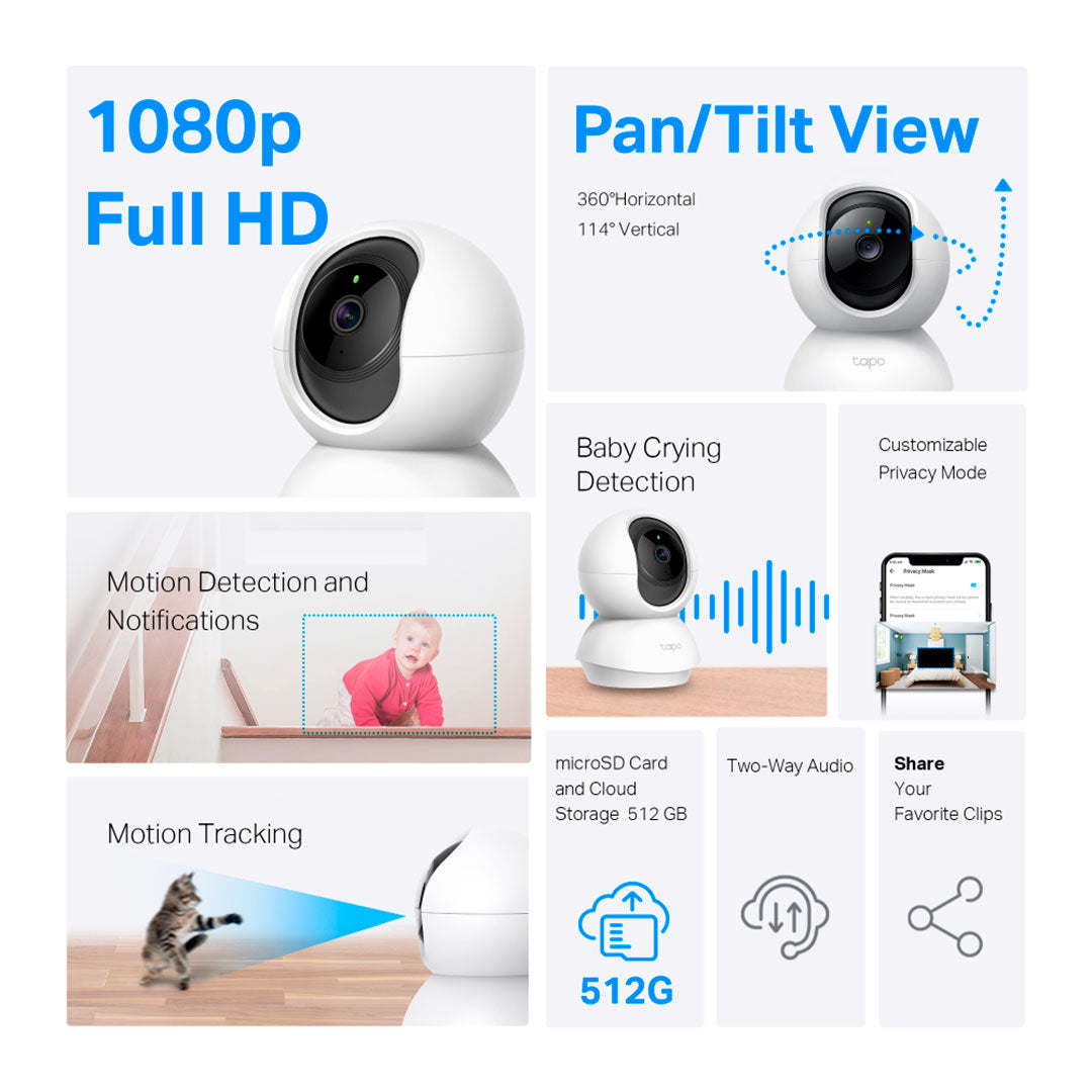 TP-LINK Tapo C200P2 Cámara de Seguridad WIFI 2MP 360°