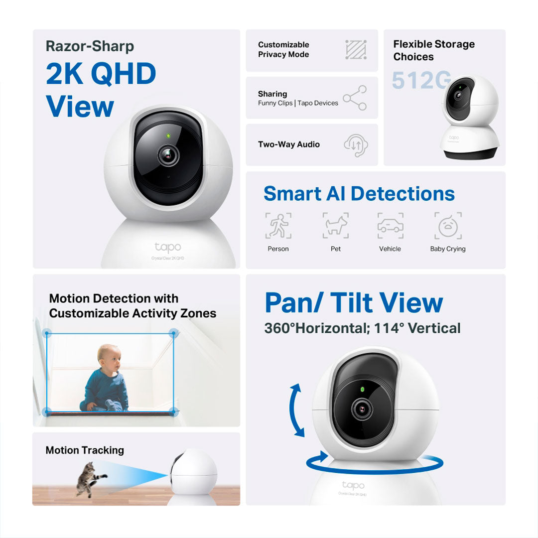 TP-LINK TAPO C220 Cámara de Seguridad WiFi 4MP 2K+ 360º PT