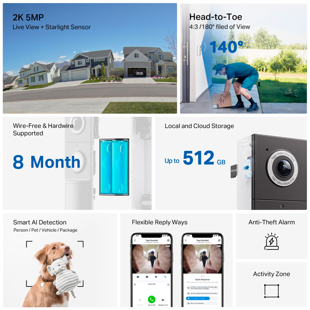 TP-LINK TAPO D235 Timbre Inteligente con Cámara 2K 5MP