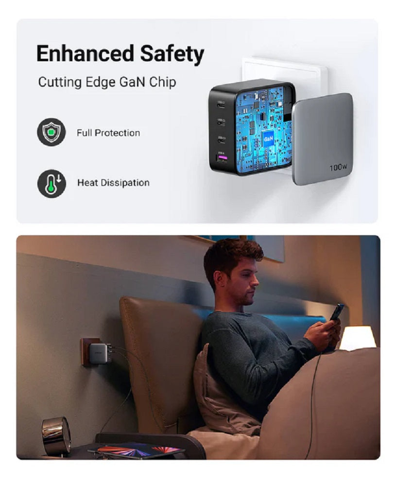 UGREEN CD226 40737 NEXODE Cargador GAN 3USB-C 1USB-A 100W