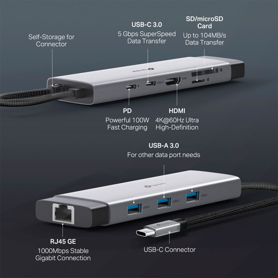TP-LINK UH9120C Adaptador HUB USB Tipo C 9 en 1 5Gbps