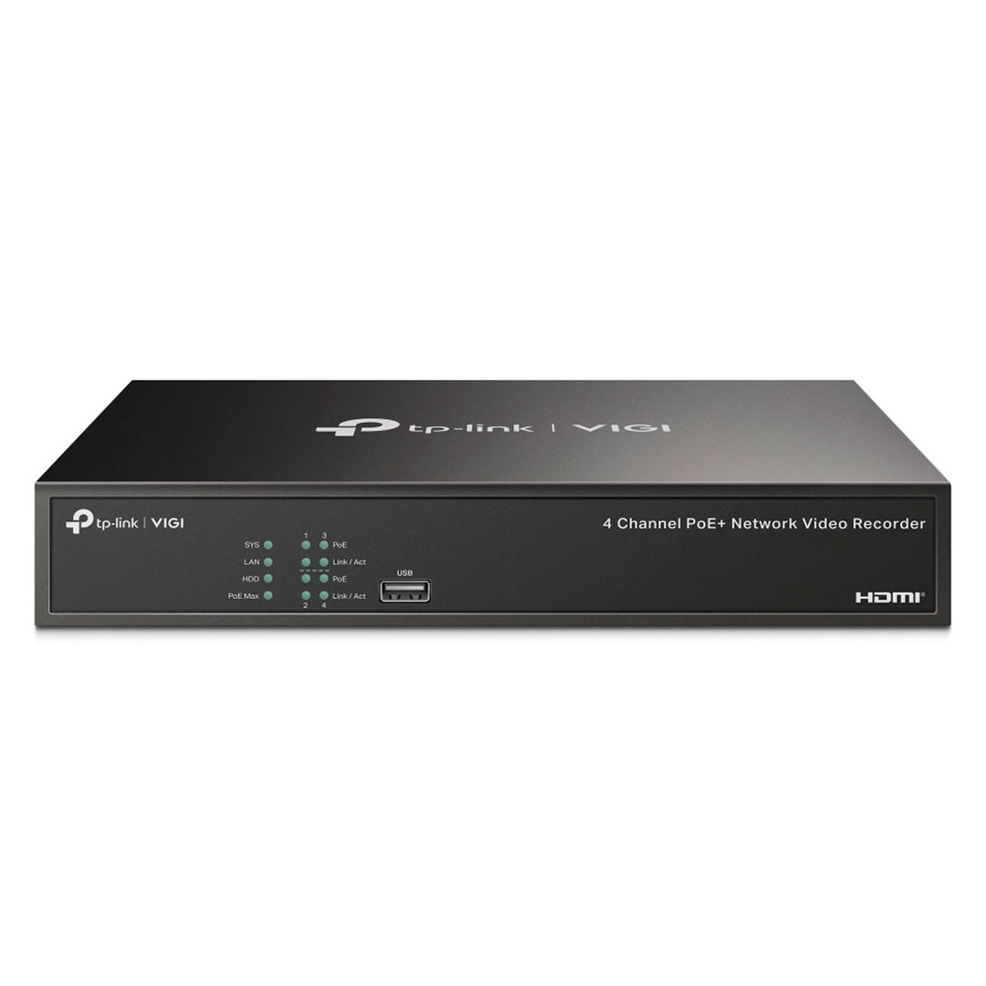 TP-LINK VIGI NVR1004H-4P-2TB Grabador de Video NVR PoE+ 4 Canales 4K y 2TB HDD