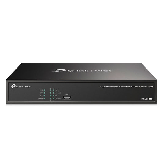 TP-LINK VIGI NVR1004H-4P-2TB Grabador de Video NVR PoE+ 4 Canales 4K y 2TB HDD
