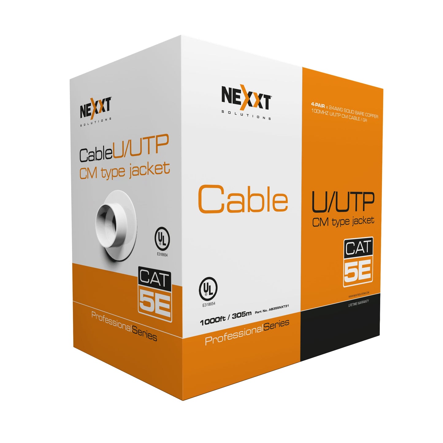 NEXXT SOLUTIONS AB355NXT31 Cable U/UTP Cat5e 4P 24AWG CM 305m/1000ft Gris