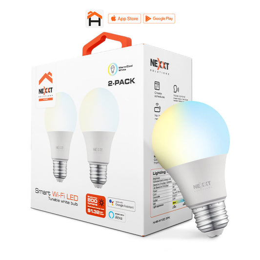 NEXXT SOLUTIONS NHB-W120 2PK Kit 2 Focos Inteligentes Wifi LED Blanco Regulable